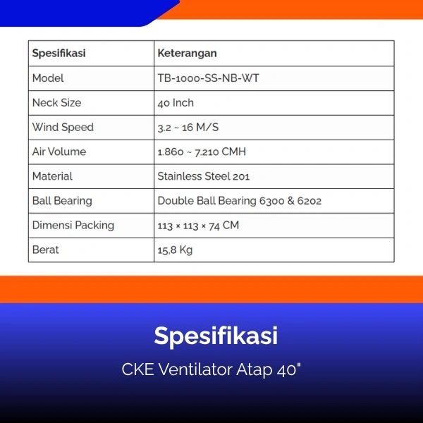 Butuh CKE Ventilator Atap 40"? Hubungi PT. Berkah Tirta Wahana