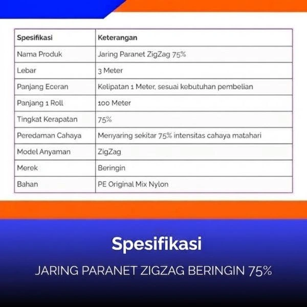 Butuh Jaring Paranet Beringin ZigZag 75%? Hubungi PT. Berkah Tirta Wahana
